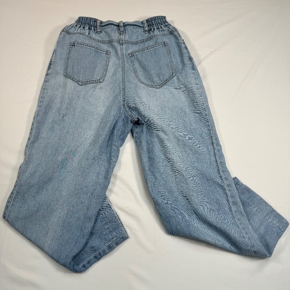 Saint Germain Boyfriend Mom Jeans Womens Sz L Light Blue High Rise Embroidered - Picture 2 of 14